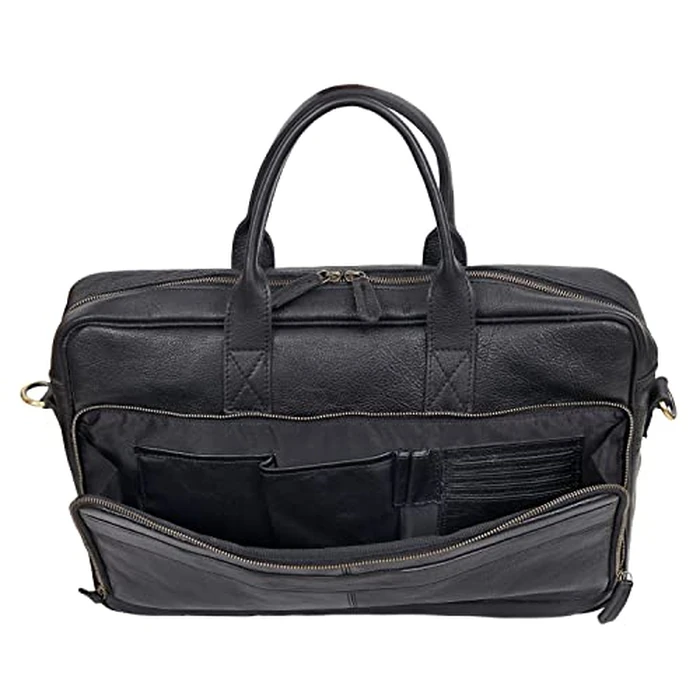 VC VINTAGE COUTURE 16 Inch Leather briefcase Laptop Messenger Bags For Men and Women Best Office College Satchel Bag (16" Black) by VC VINTAGE COUTURE - Image 5