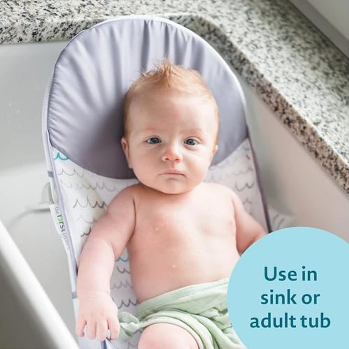 The First Years Sure Comfort Folding Baby Bather - Foldable Baby Bath Seat and Lounger for Home or On the Go - for Sink or Tub Use - Non-Slip Seat - For Up to 15 Lbs by The First Years - Image 3