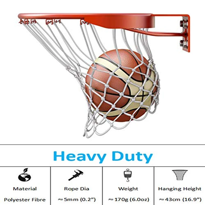 Basketball Nets 2 PCS Heavy Duty Outdoor All Weather Basketball Nets Backboard Accessories Replacement for Standard Rim Hoop (White/Red) by GoldAu - Image 2