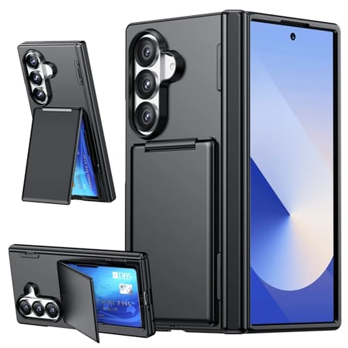 SPIDERCASE Only for Samsung Galaxy Z Fold 7 Case, with Card Holder(2 Cards)[Kickstand] [Hinge Protection] Military Grade Drop Protection, Case Only for Samsung Galaxy Z Fold 7, Black by SPIDERCASE - Used - Like New condition - US$19.59