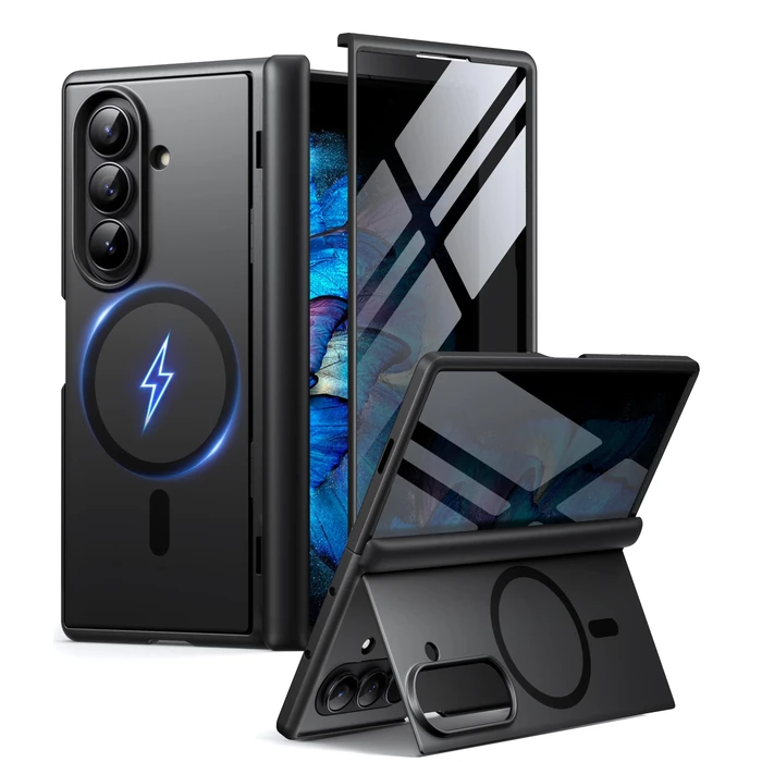 BERFY for Samsung Galaxy Z Fold 7 Case with Privacy Screen Protector, [Compatible with MagSafe][Anti Spy] Built-in Hidden Kickstand, Full-Body Shockproof Slim Phone Case for Z Fold 7, Black by BERFY - Image 1