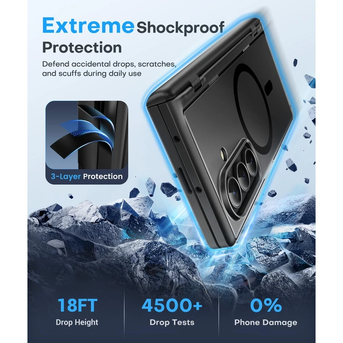 BERFY for Samsung Galaxy Z Fold 7 Case with Privacy Screen Protector, [Compatible with MagSafe][Anti Spy] Built-in Hidden Kickstand, Full-Body Shockproof Slim Phone Case for Z Fold 7, Black by BERFY - Image 6