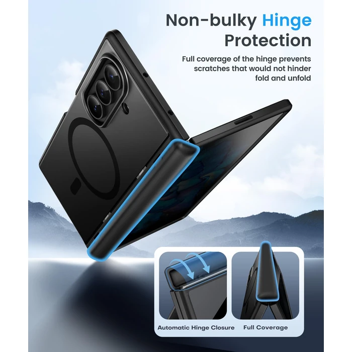 BERFY for Samsung Galaxy Z Fold 7 Case with Privacy Screen Protector, [Compatible with MagSafe][Anti Spy] Built-in Hidden Kickstand, Full-Body Shockproof Slim Phone Case for Z Fold 7, Black by BERFY - Image 7