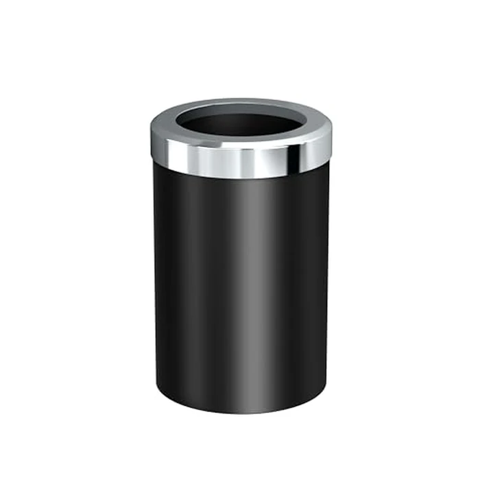 Gatco Small Bathroom Trash Can with Lid, Round 3 Gallon Stainless Steel Wastebasket, Under Sink, Matte Black and Chrome, for Bathroom, Bedroom, Office (1912C) by Gatco - Image 1