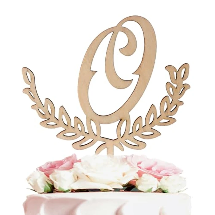 LINGTEER Personalized Inital Letter O Wooden Cake Topper Perfect for Birthday Rustic Wedding Anniversary Party Keepsake Decoration by LINGTEER - Image 1