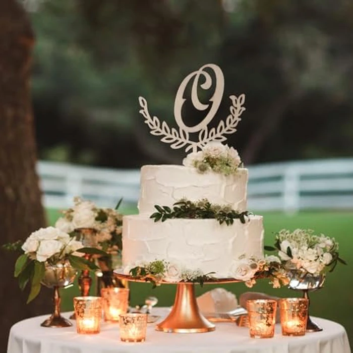 LINGTEER Personalized Inital Letter O Wooden Cake Topper Perfect for Birthday Rustic Wedding Anniversary Party Keepsake Decoration by LINGTEER - Image 5