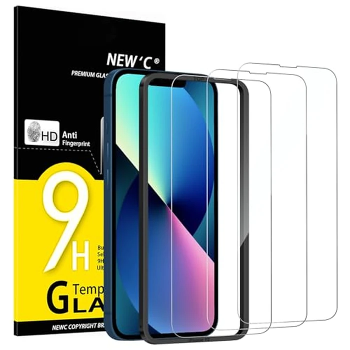 NEW'C 3 Pack Designed for iPhone 14,iPhone 13,iPhone 13 Pro Screen Protector (6.1 inches),Enhanced Tempered Glass Protection with easy installation tool included,Case Friendly Ultra Resistant by NEW'C - Used - Very Good condition - US$6.71