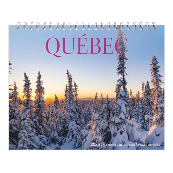 Québec | Calendrier de bureau à chevalet mensuel double vue de 2025 19 x 12,5 cm | Langue française | Wyman Publishing | Voyage régional canadien by BrownTrout Publishers Ltd. - Image 1
