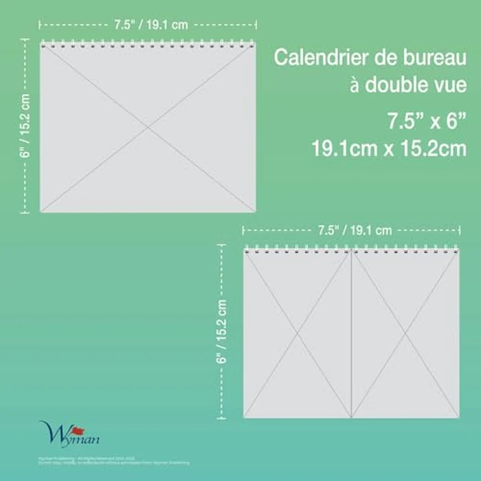 Québec | Calendrier de bureau à chevalet mensuel double vue de 2025 19 x 12,5 cm | Langue française | Wyman Publishing | Voyage régional canadien by BrownTrout Publishers Ltd. - Image 5