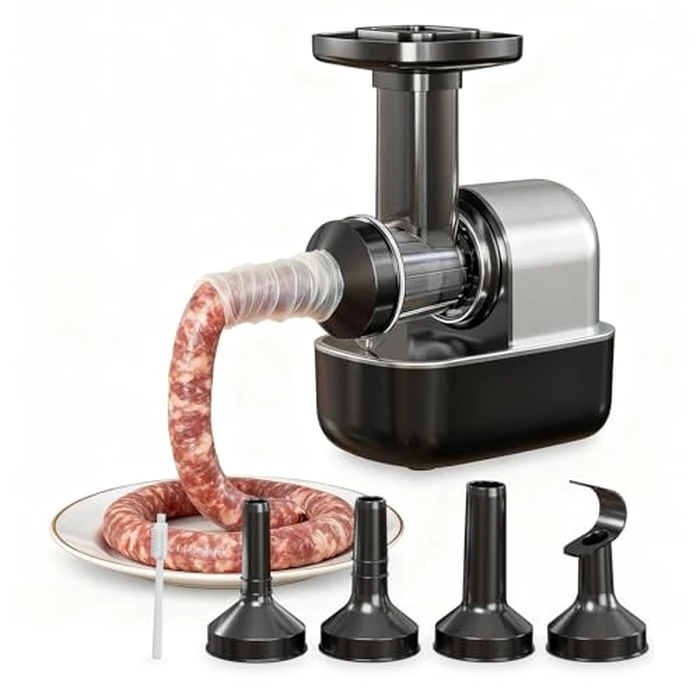 Electric Sausage Stuffer Machine, Automatic Meat Stuffer with 3 Stuffing Tubes and 1 Meatball Tube, Homemade Sausage Meat Processor Gun for Hot Dog Beef Chicken Embutidora de Chorizos by keerain - Used - Acceptable condition