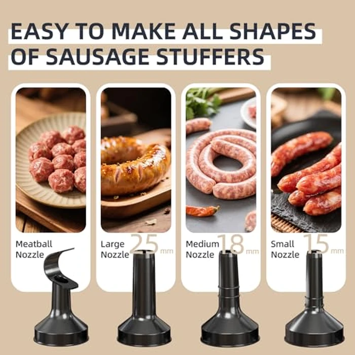 Electric Sausage Stuffer Machine, Automatic Meat Stuffer with 3 Stuffing Tubes and 1 Meatball Tube, Homemade Sausage Meat Processor Gun for Hot Dog Beef Chicken Embutidora de Chorizos by keerain - Image 2
