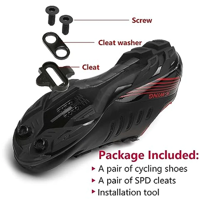 Kushike Men's Women's Mountain Bike Shoes with 2-Bolts SPD Cleats, MTB Cycling Shoes for Indoor Outdoor Riding, Spin, Peloton Compatible - Black 41 by kushike - Image 5