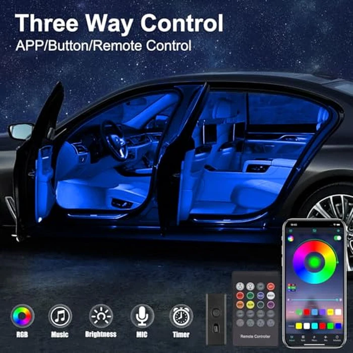 Interior Car LED Strip Lights with Wireless APP & Remote Control, RGB 2 in 1 Car Ambient Lighting Kit with 158 Inches Fiber Optic, Inside Neon Dash Strip with Music Mode by QVEVDACAR - Image 4