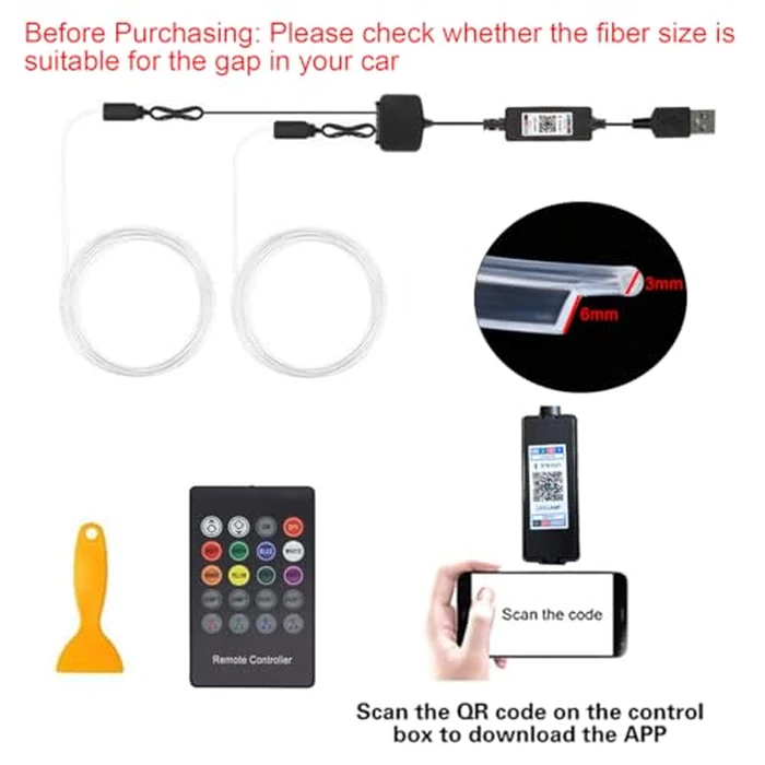 Interior Car LED Strip Lights with Wireless APP & Remote Control, RGB 2 in 1 Car Ambient Lighting Kit with 158 Inches Fiber Optic, Inside Neon Dash Strip with Music Mode by QVEVDACAR - Image 7