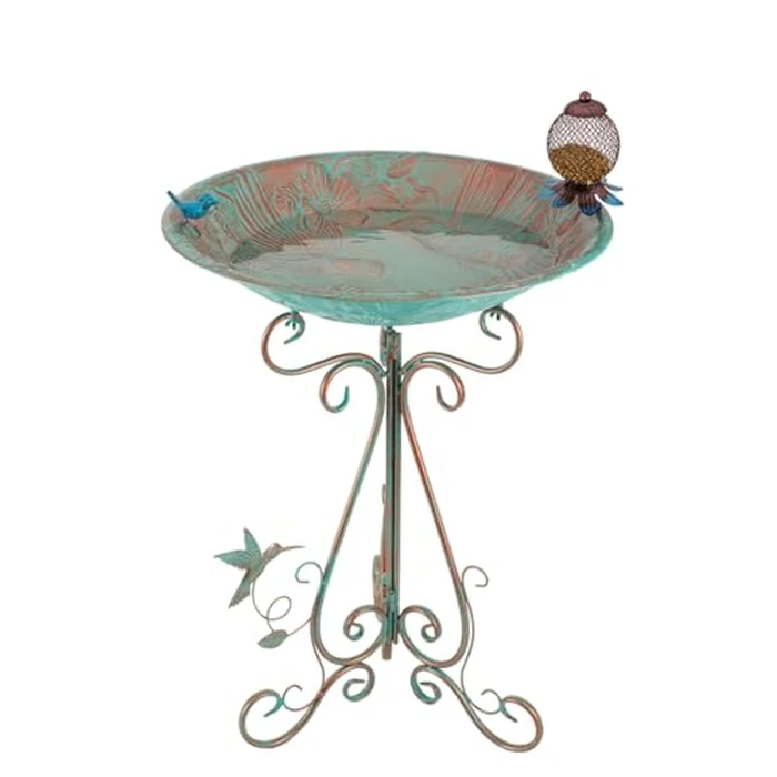 VEWOGARDEN Large Metal Bird Bath for Outside Garden Standing Birdbath with Feeder for Outdoors Yard Patio Lawn Decoration, Light Green by VEWOGARDEN - Image 1