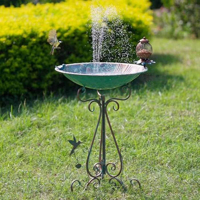 VEWOGARDEN Large Metal Bird Bath for Outside Garden Standing Birdbath with Feeder for Outdoors Yard Patio Lawn Decoration, Light Green by VEWOGARDEN - Image 5