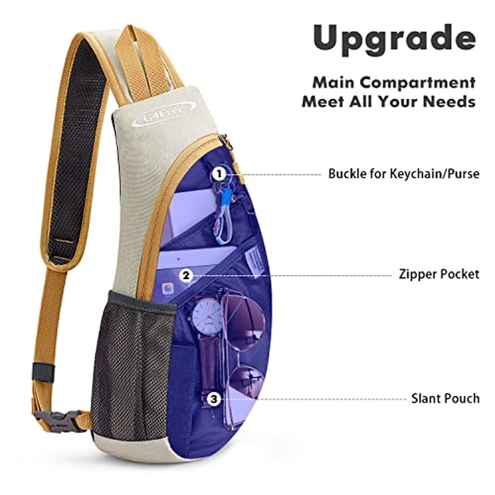 G4Free Sling Bag for Men Women, Small Crossbody Backpack Lightweight Chest Shoulder Bags for Travel, Outdoor and Sports (Ivory) by G4Free - Image 3