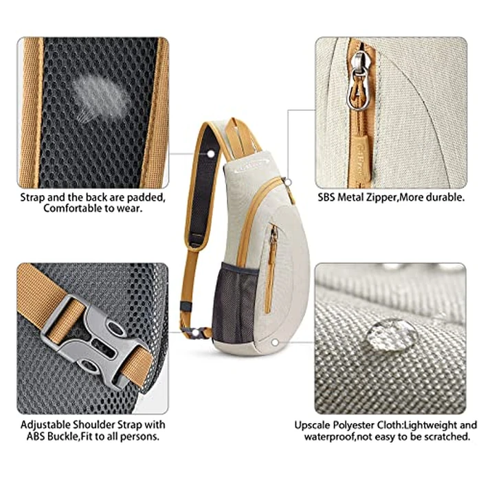 G4Free Sling Bag for Men Women, Small Crossbody Backpack Lightweight Chest Shoulder Bags for Travel, Outdoor and Sports (Ivory) by G4Free - Image 5