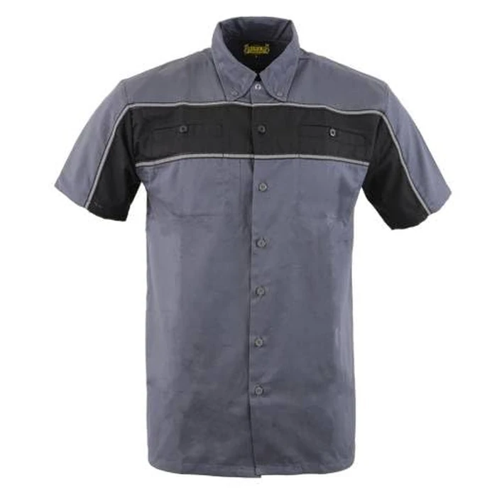 Milwaukee Leather MDM11671 Men’s Grey-Black Mechanic Work Shirt w/Reflective Strip - Heavy-Duty Button-Up - 4X-Large by Milwaukee Leather - Used - Very Good condition - US$19.86