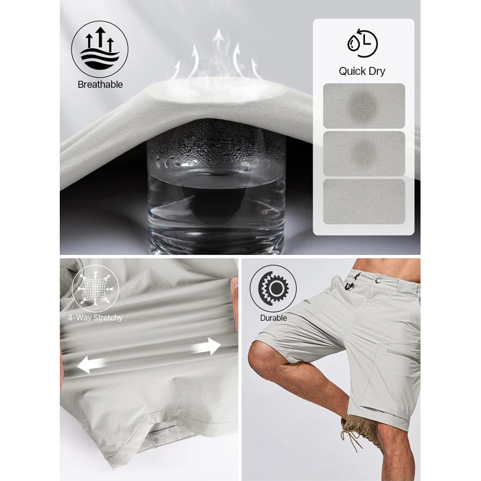 FREE SOLDIER Men's Cargo Hiking Shorts with Belt Lightweight Quick Dry Tactical Shorts with Pockets for Casual Work Golf (Stone 34W12L) by FREE SOLDIER - Image 4