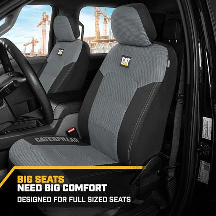 BDK Auto CASC-2284-GR: Cat 4Pc Mesh + Gabardine Seat Cover (Grey) by CAT - Image 3