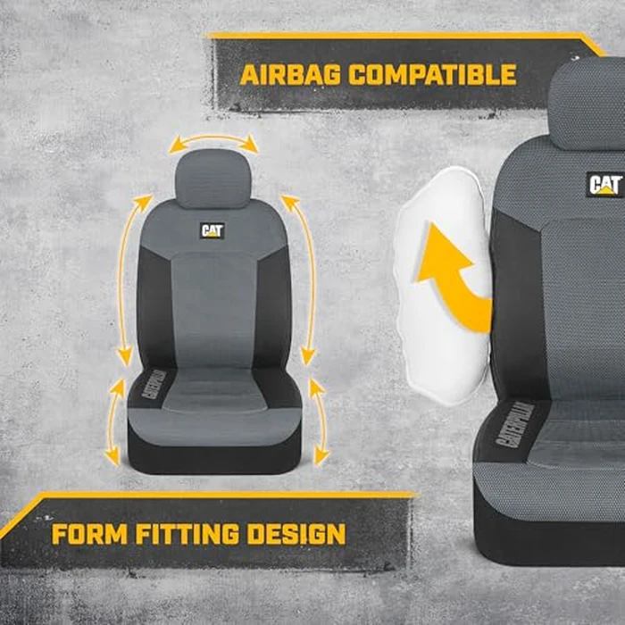 BDK Auto CASC-2284-GR: Cat 4Pc Mesh + Gabardine Seat Cover (Grey) by CAT - Image 4