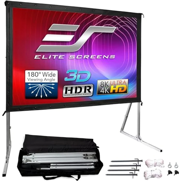 Elite Screens Yard Master 2 120-inch Outdoor Indoor Projector Screen with Stand 4:3, 8K 4K Ultra HD Portable Fast Folding Lightweight Movie Rear Projection, OMS120VR2 -US Based Company 2-YEAR WARRANTY by Elite Screens - Used - Very Good condition