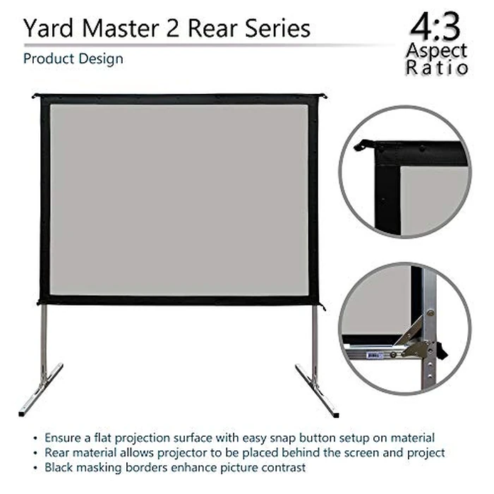 Elite Screens Yard Master 2 120-inch Outdoor Indoor Projector Screen with Stand 4:3, 8K 4K Ultra HD Portable Fast Folding Lightweight Movie Rear Projection, OMS120VR2 -US Based Company 2-YEAR WARRANTY by Elite Screens - Image 4