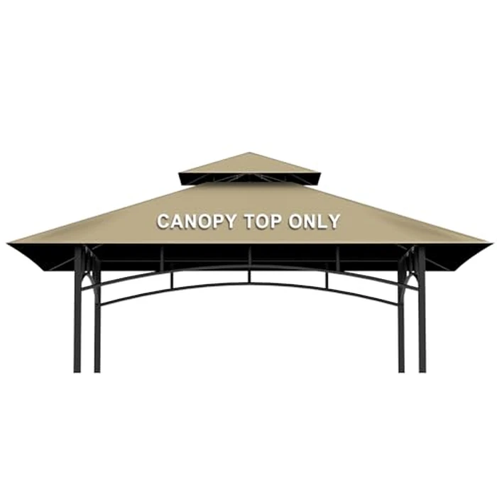Grill Gazebo Replacement Canopy Top Only - 5' x 8' Outdoor BBQ Gazebo Canopy Roof, Waterproof Double Tiered Shelter Cover Fit for Model L-GG001PST-F (Khaki, 5x8) by Iheqard - Used - Very Good condition