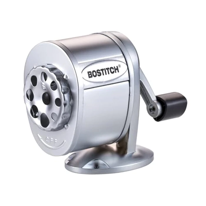 Bostitch Office Wall Mount Manual Pencil Sharpener, Tip Saver, 8 Hole Dial, 6X Longer Cutter Life, Vertical or Horizontal Mounting, Silver by Bostitch - Used - Like New condition - CA$29.65
