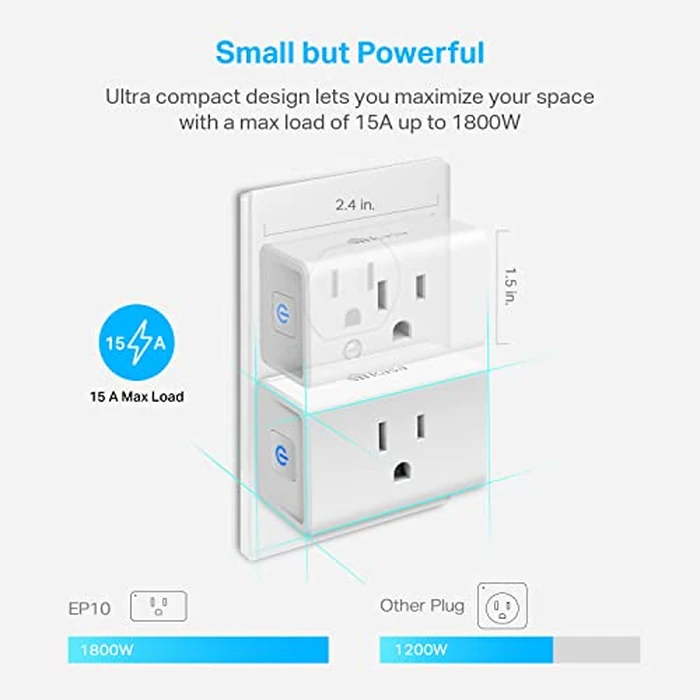 Kasa Smart Plug Ultra Mini 15A, Smart Home Wi-Fi Outlet Works with Alexa, Google Home & IFTTT, No Hub Required, UL Certified, 2.4G WiFi Only, 2 Count (Pack of 1)(EP10P2) , White by Kasa Smart - Image 4