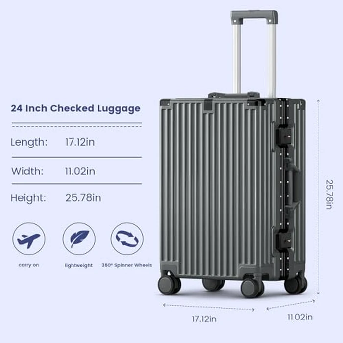 Faqy Z Carry On Luggage, 24 Inch Zipperless Luggage, Aluminum Frame Hardside Suitcase with TSA Lock, Spinner Wheels, Phone Holder, Charging Port, Cup Holder for Lightweight Travel, Grey by Faqy Z - Image 5