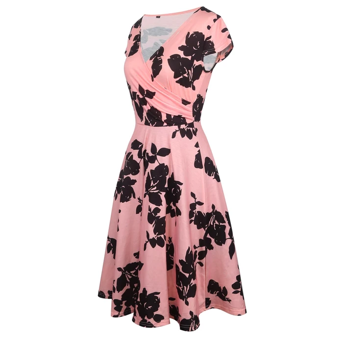oxiuly Maternity Nursing Dresses for Women Casual Summer Casual Floral V-Neck Party Hodliay Beach Sundress Comfy Flaltering Garden Tea DressOX233 Pink Black Floral L by oxiuly - Image 10