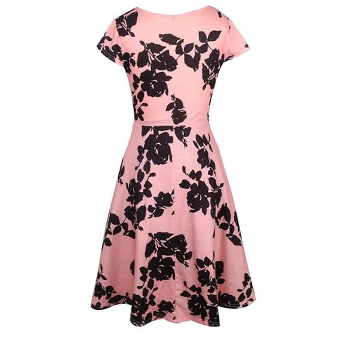 oxiuly Maternity Nursing Dresses for Women Casual Summer Casual Floral V-Neck Party Hodliay Beach Sundress Comfy Flaltering Garden Tea DressOX233 Pink Black Floral L by oxiuly - Image 8