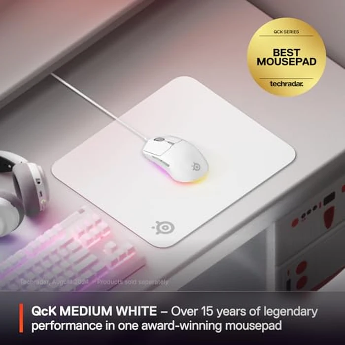 SteelSeries QcK Cloth Gaming Mouse Pad - Exclusive Micro-Woven Surface - Optimized for Gaming Sensors - Maximum Control - Size M - White by SteelSeries - Image 2
