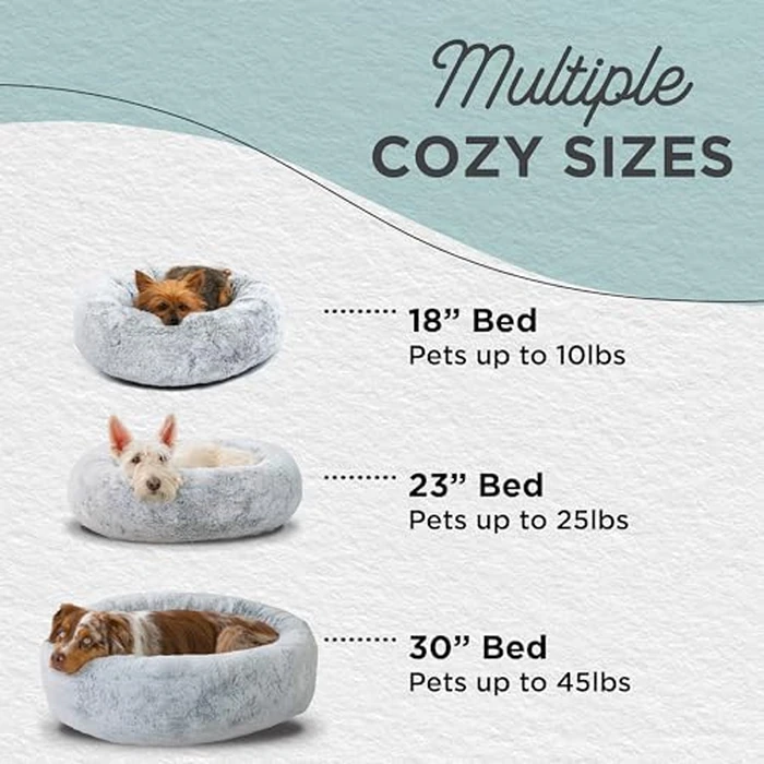 Best Friends by Sheri SnuggleSoft Faux Rabbit Fur Memory Foam Calming Donut Bed for Small Dogs and Cats, Grey, 18" x 18" by Best Friends by Sheri - Image 5