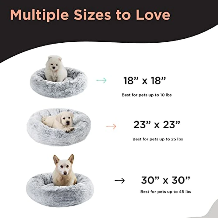 Best Friends by Sheri SnuggleSoft Faux Rabbit Fur Memory Foam Calming Donut Bed for Small Dogs and Cats, Grey, 18" x 18" by Best Friends by Sheri - Image 7