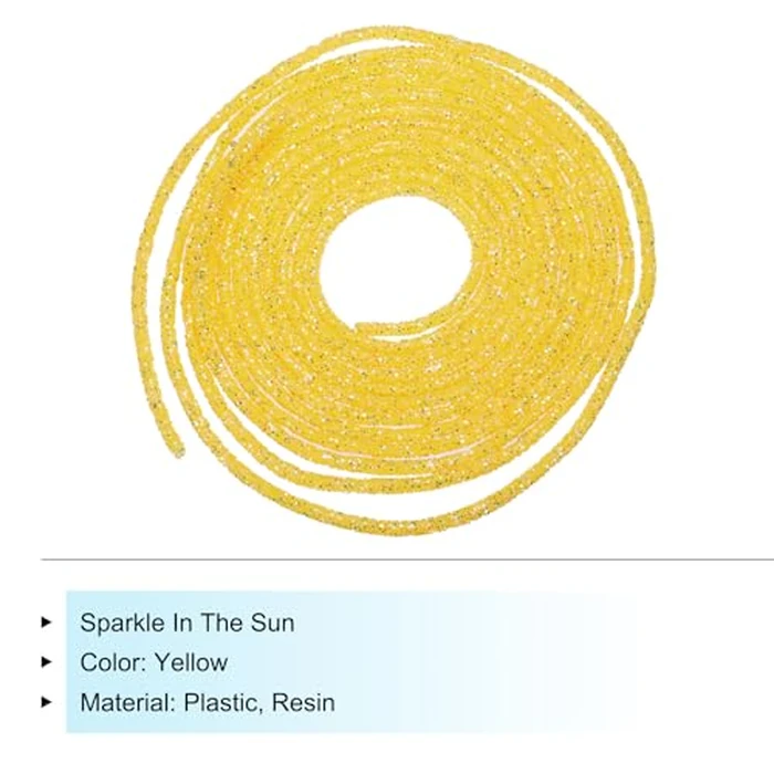 MECCANIXITY 5 Yard 6mm 0.24 inch Glitter Sequins Rope Sequins Rhinestone Tube Cord for DIY Wedding Dresses Costume Clothing Shoes Jewelry Accessory Yellow by MECCANIXITY - Image 3