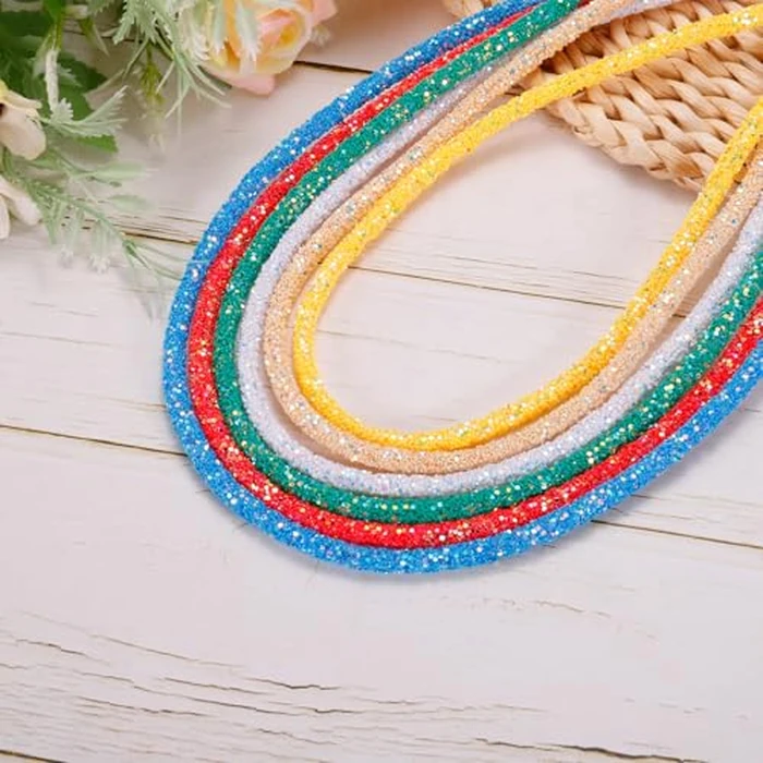 MECCANIXITY 5 Yard 6mm 0.24 inch Glitter Sequins Rope Sequins Rhinestone Tube Cord for DIY Wedding Dresses Costume Clothing Shoes Jewelry Accessory Yellow by MECCANIXITY - Image 5
