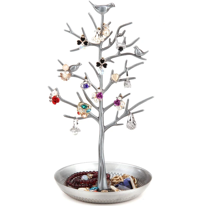 WELL-STRONG Jewelry Tree Necklace Earring Holder Modern Cute Bird Jewelry Stand for Women Girls Teen Silver by WELL-STRONG - Used - Very Good condition