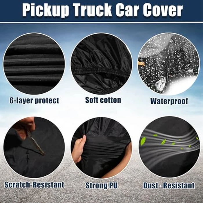 X AUTOHAUX SUV Car Cover for Chevrolet Tahoe 4 Door 2007-2024 Outdoor Waterproof Sun Rain Dust Wind Snow Protection 190T PU W/Driver Door Zipper Black by X AUTOHAUX - Image 5