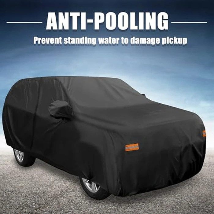X AUTOHAUX SUV Car Cover for Chevrolet Tahoe 4 Door 2007-2024 Outdoor Waterproof Sun Rain Dust Wind Snow Protection 190T PU W/Driver Door Zipper Black by X AUTOHAUX - Image 8