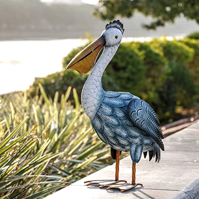 TERESA'S Collections Pelican Statues Outdoor Decor, 16.5" Coastal Ocean Bird Garden Statues & Sculptures, Metal Yard Art Lawn Ornaments for Patio, Pond, Pool, Backyard Decorations,Gifts for Mom by TERESA'S COLLECTIONS - Image 2