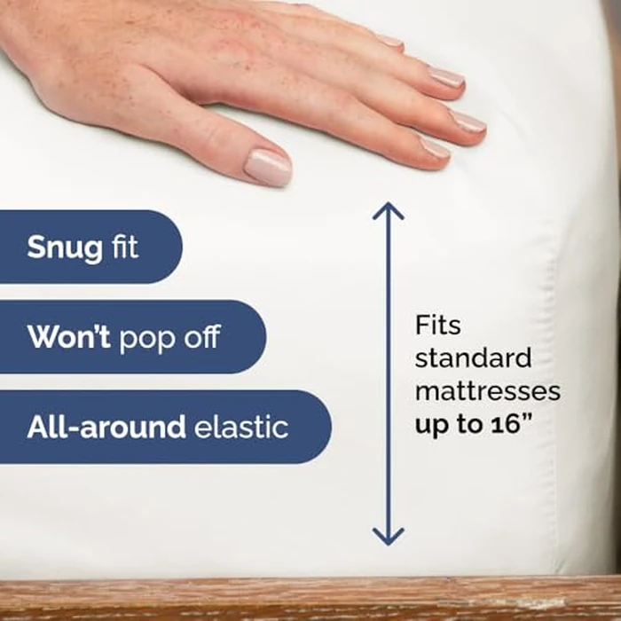 Full Fitted Bed Sheet - Bottom Single Fitted Sheet Only - Ultra-Soft Hotel Luxury Bedding w/ 8-16 Inch Deep Pockets - Breathable & Wrinkle Free - Easy-Care, Fade and Shrink Resistant - Antique White by CGK Unlimited - Image 2