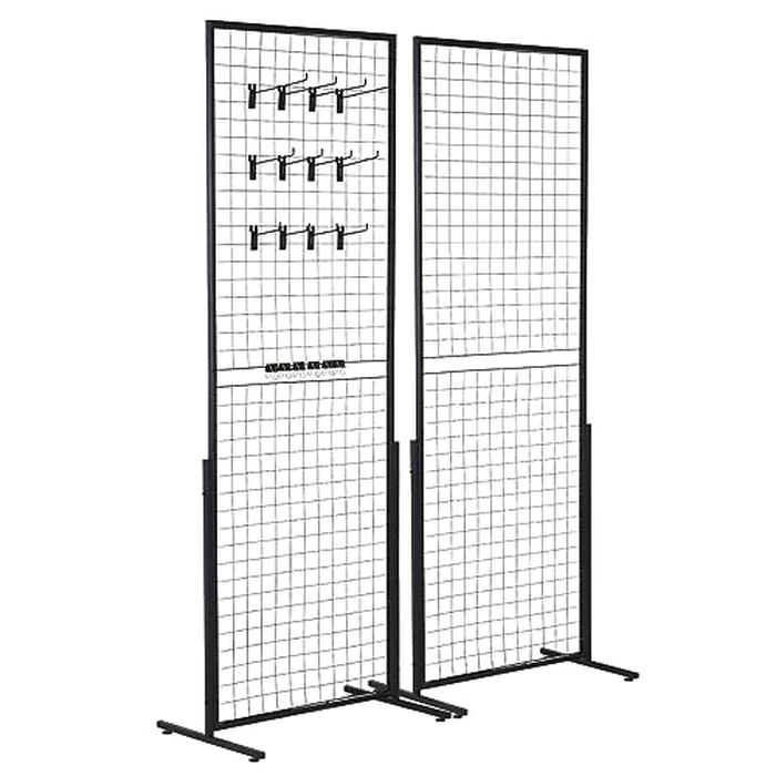 VEVOR 2' x 5.6' Grid Wall Panels Tower, 2 Packs Wire Gridwall Display Racks with T-Base Floorstanding, Double Side Gridwall Panels for Art Craft Shows, Retail Display with Extra Clips and Hooks by VEVOR - Image 9