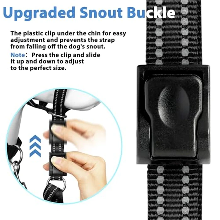 BARKLESS Soft Dog Head Collar, Patented Padded No Pull Head Halter, Training Nose Leash with Safety Link for Medium Large Dogs, Adjustable Muzzle Leash, Easy Control for Walking(Black, L) by BARKLESS - Image 4