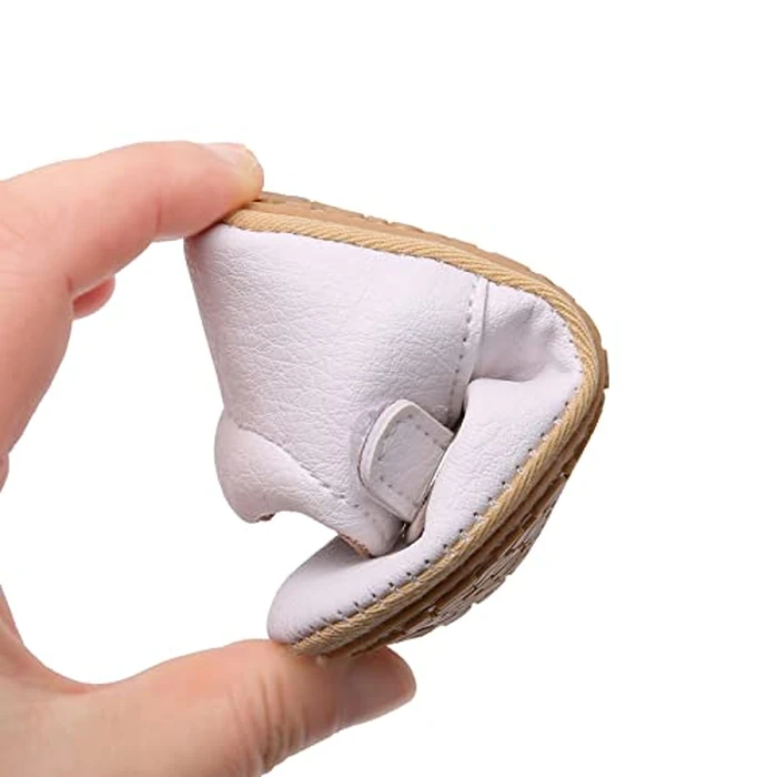 Baby Girls Mary Jane Flats Shoes with Non-Slip Soft Sole Toddler First Walkers Princess Dress Shoes White 13CM by AKINGIO - Image 2