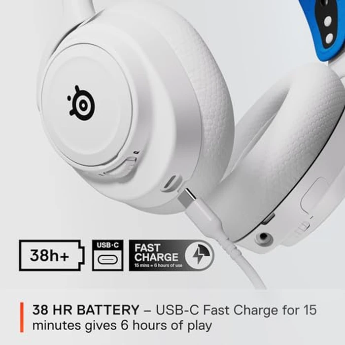 SteelSeries Arctis Nova 7P Wireless Multi-Platform Gaming Headset - Neodymium Magnetic Drivers - 2.4GHz + Bluetooth - 38Hr USB-C Battery - Gen2 AI Mic - PlayStation, PC, Switch, VR, Mobile - White by SteelSeries - Image 4