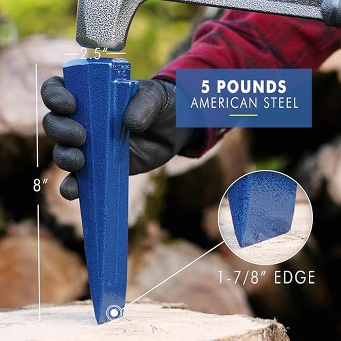 ESTWING Sure Split Wedge - 5-Pound Wood Splitting Tool with Forged Steel Construction & 1-7/8" Cutting Edge - E-5 by Estwing - Image 2