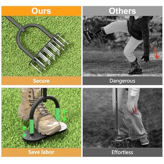 seasky Lawn Aerator Spike Metal Manual Dethatching Lawn Aerator Tool with 15 Iron Spikes Spring-Loaded Design Grass Aerator Tools for Yard, Patio, Garden Tool (15 Nails) by seasky - Image 4